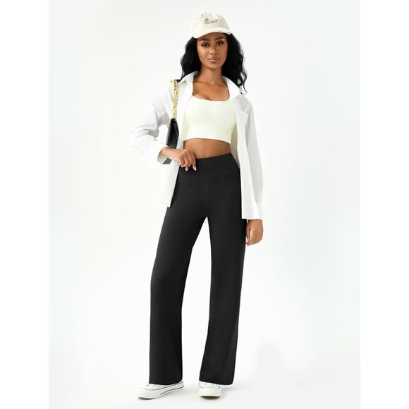 Womens Wide Leg Yoga Pants Casual Work Dress Pants Lounge Sweatpants High Waist - Picture 4 of 6